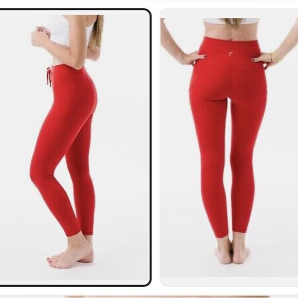 Zyia Red Battleship Drawstring leggings sz 4 - Picture 4 of 5